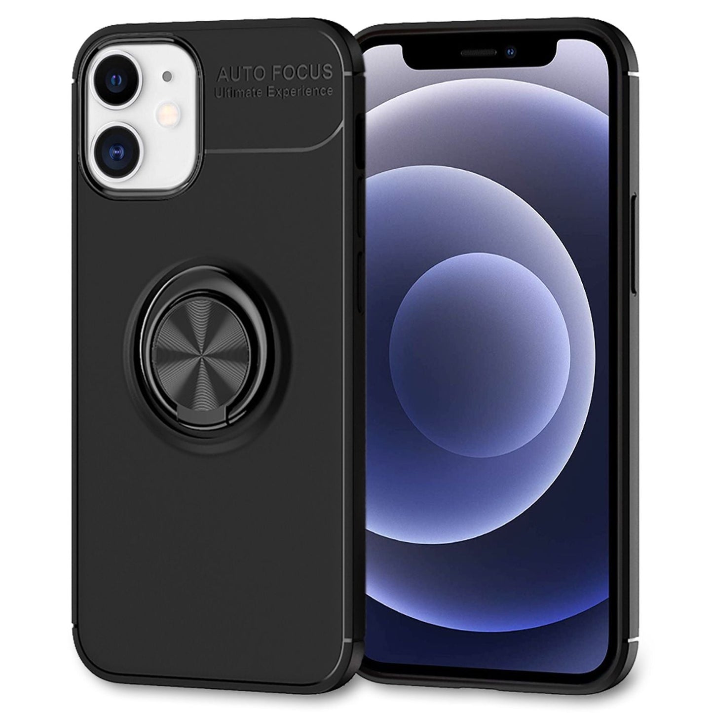 NALIA Ringhülle für iPhone 12 Mini – Ring-Ständer 360° & für Magnet-Halter – GRIP360 (Mattiertes Silikon Case) – Marke aus Berlin
