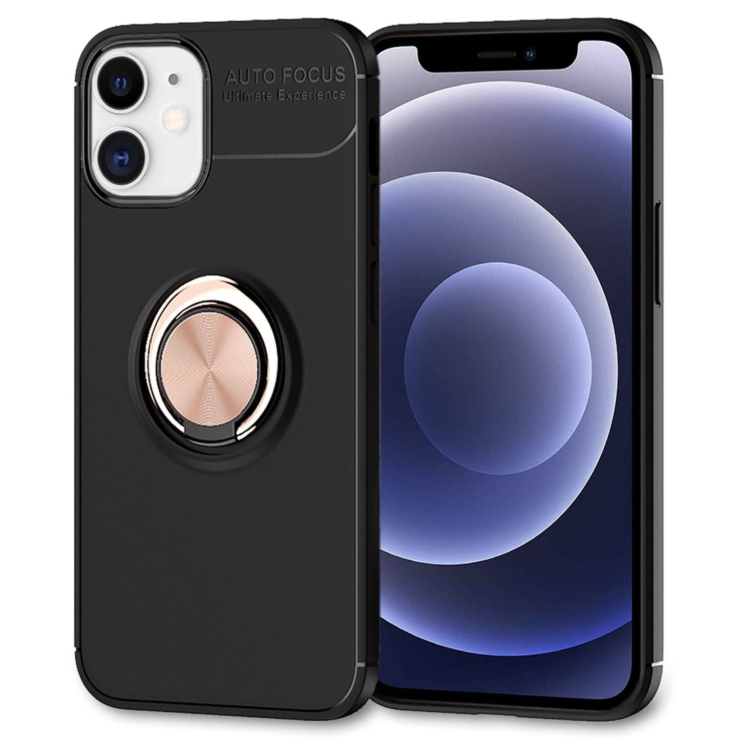 NALIA Ringhülle für iPhone 12 Mini – Ring-Ständer 360° & für Magnet-Halter – GRIP360 (Mattiertes Silikon Case) – Marke aus Berlin