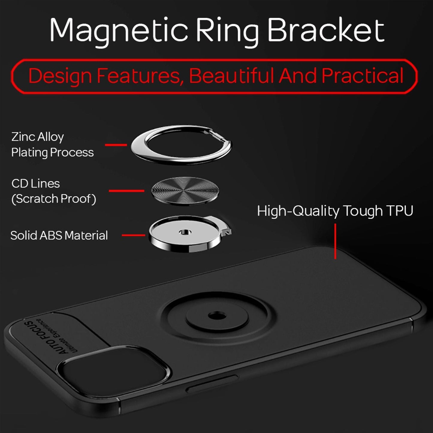 NALIA Ringhülle für iPhone 12 Mini – Ring-Ständer 360° & für Magnet-Halter – GRIP360 (Mattiertes Silikon Case) – Marke aus Berlin