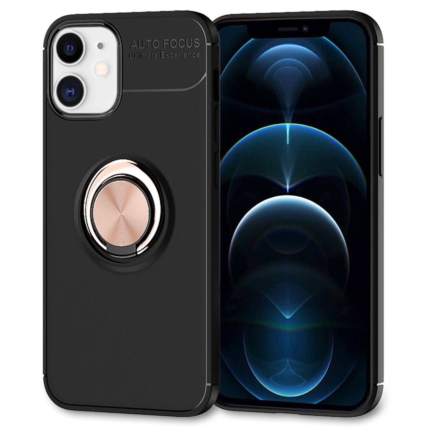 NALIA Ringhülle für iPhone 12 / 12 Pro – Ring-Ständer 360° & für Magnet-Halter – GRIP360 (Mattiertes Silikon Case) – Marke aus Berlin