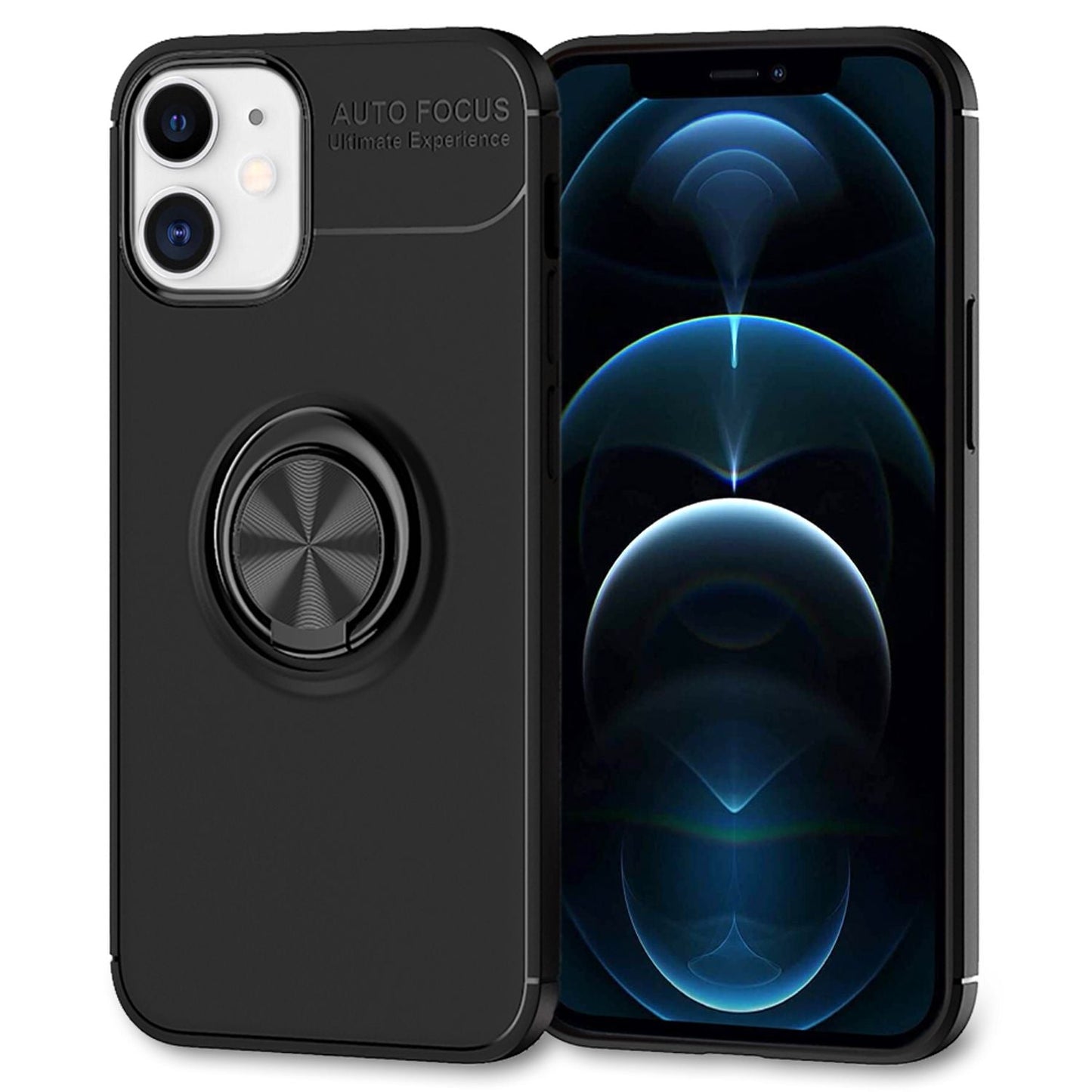 NALIA Ringhülle für iPhone 12 / 12 Pro – Ring-Ständer 360° & für Magnet-Halter – GRIP360 (Mattiertes Silikon Case) – Marke aus Berlin