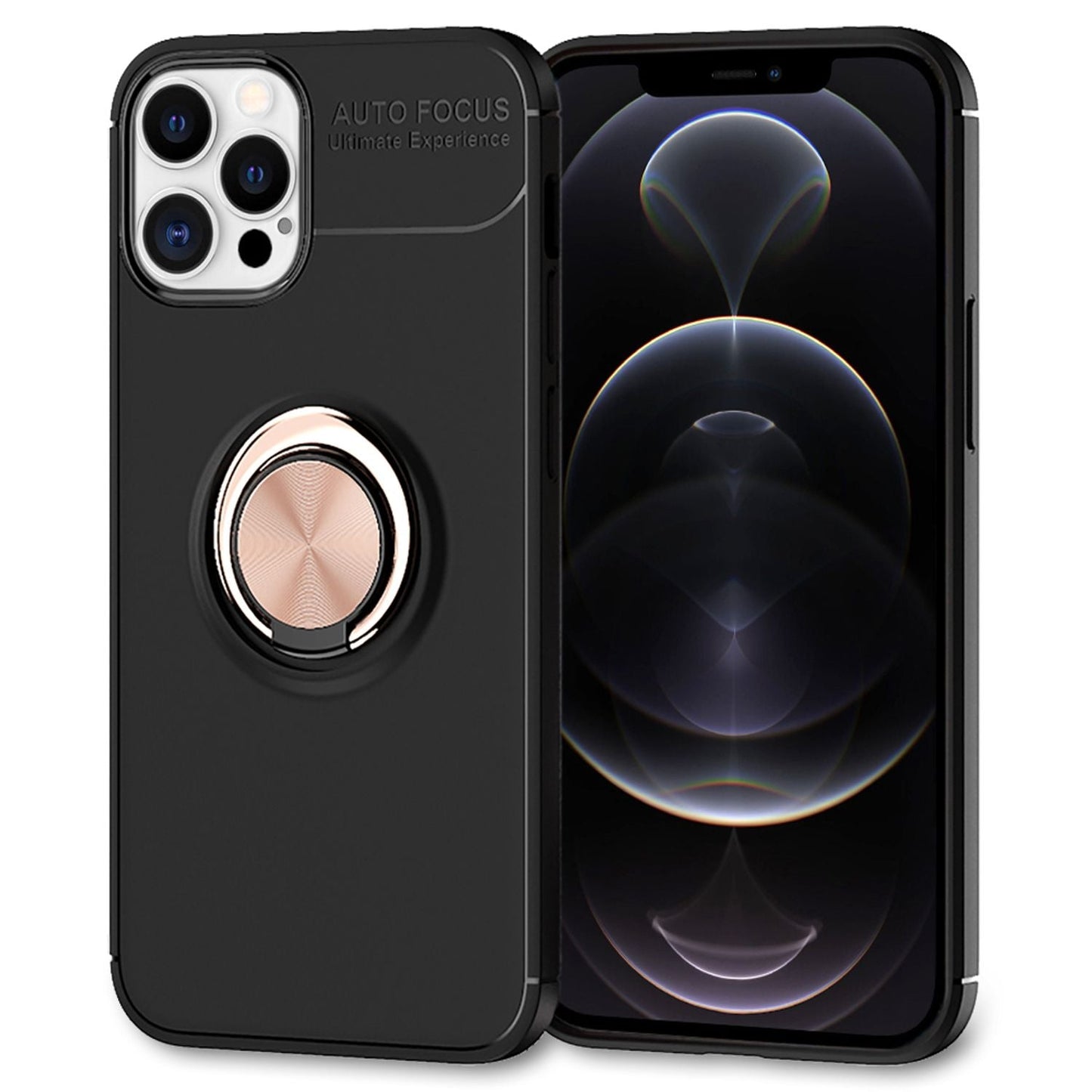 NALIA Ringhülle für iPhone 12 Pro Max – Ring-Ständer 360° & für Magnet-Halter – GRIP360 (Mattiertes Silikon Case) – Marke aus Berlin