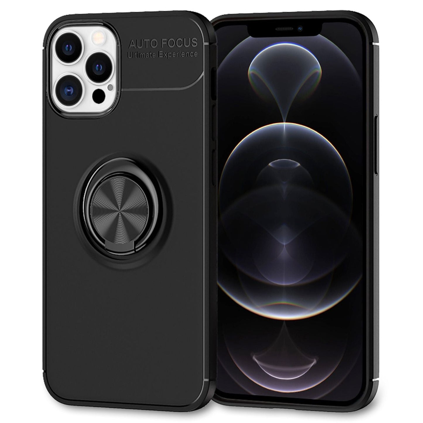 NALIA Ringhülle für iPhone 12 Pro Max – Ring-Ständer 360° & für Magnet-Halter – GRIP360 (Mattiertes Silikon Case) – Marke aus Berlin