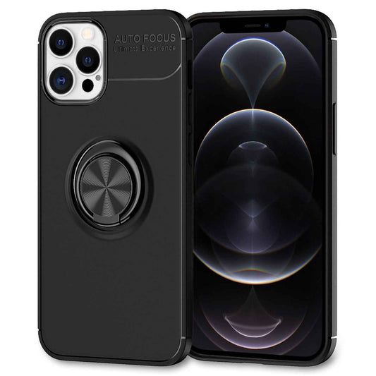 NALIA Ringhülle für iPhone 12 Pro Max – Ring-Ständer 360° & für Magnet-Halter – GRIP360 (Mattiertes Silikon Case) – Marke aus Berlin