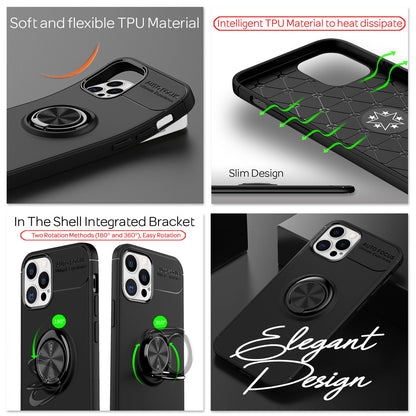 NALIA Ringhülle für iPhone 12 Pro Max – Ring-Ständer 360° & für Magnet-Halter – GRIP360 (Mattiertes Silikon Case) – Marke aus Berlin