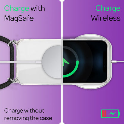 NALIA Handykette für iPhone 12 Mini – Transparentes Hybrid-Case & Band – HANGIT (Anti-Gelb Rückseite & Verstellbar) – Marke aus Berlin