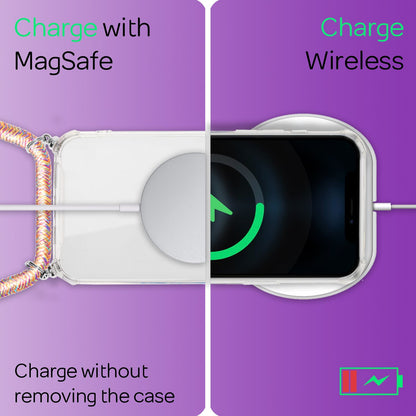 NALIA Handykette für iPhone 12 / 12 Pro – Transparentes Hybrid-Case & Band – HANGIT (Anti-Gelb Rückseite & Verstellbar) – Marke aus Berlin