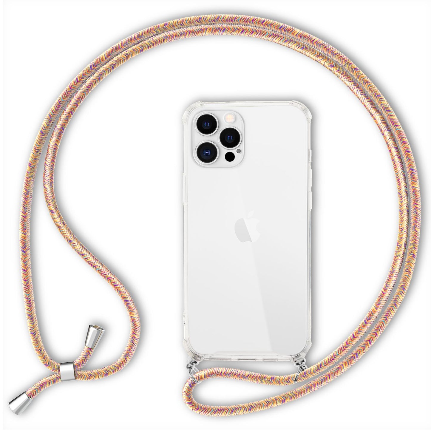 NALIA Handykette für iPhone 12 Pro Max – Transparentes Hybrid-Case & Band – HANGIT (Anti-Gelb Rückseite & Verstellbar) – Marke aus Berlin