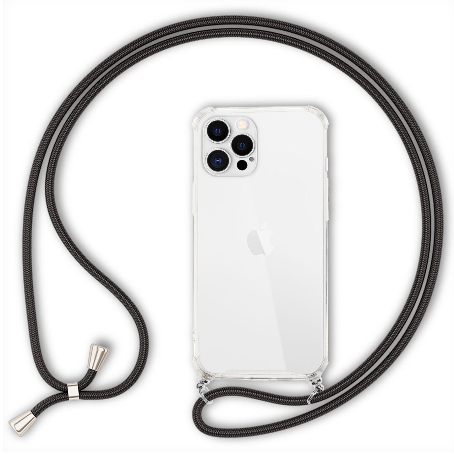 NALIA Handykette für iPhone 12 Pro Max – Transparentes Hybrid-Case & Band – HANGIT (Anti-Gelb Rückseite & Verstellbar) – Marke aus Berlin
