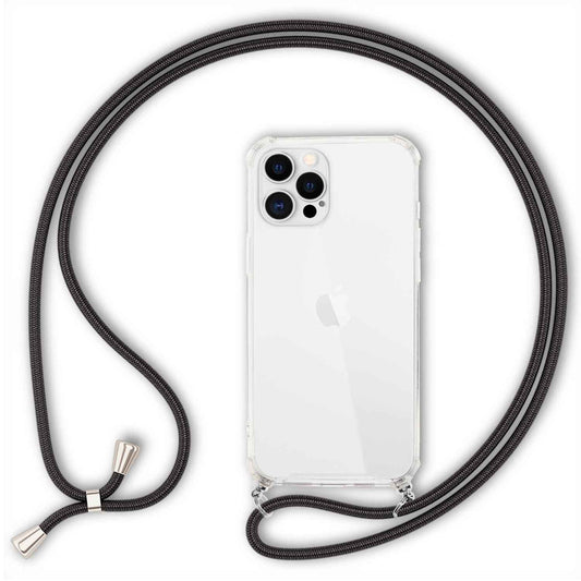 NALIA Handykette für iPhone 12 Pro Max – Transparentes Hybrid-Case & Band – HANGIT (Anti-Gelb Rückseite & Verstellbar) – Marke aus Berlin
