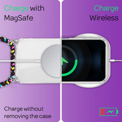 NALIA Handykette für iPhone 12 Pro Max – Transparentes Hybrid-Case & Band – HANGIT (Anti-Gelb Rückseite & Verstellbar) – Marke aus Berlin