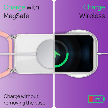 NALIA Handykette für iPhone 12 Pro Max – Transparentes Hybrid-Case & Band – HANGIT (Anti-Gelb Rückseite & Verstellbar) – Marke aus Berlin