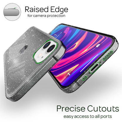 NALIA Glitzerhülle für iPhone 12 Mini – Funkelndes Silikon Case – DAZZLIN (Transparent & Stoßfest) – Marke aus Berlin