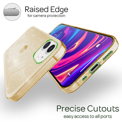 NALIA Glitzerhülle für iPhone 12 Mini – Funkelndes Silikon Case – DAZZLIN (Transparent & Stoßfest) – Marke aus Berlin