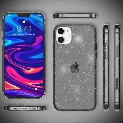 NALIA Glitzerhülle für iPhone 12 Mini – Funkelndes Silikon Case – DAZZLIN (Transparent & Stoßfest) – Marke aus Berlin