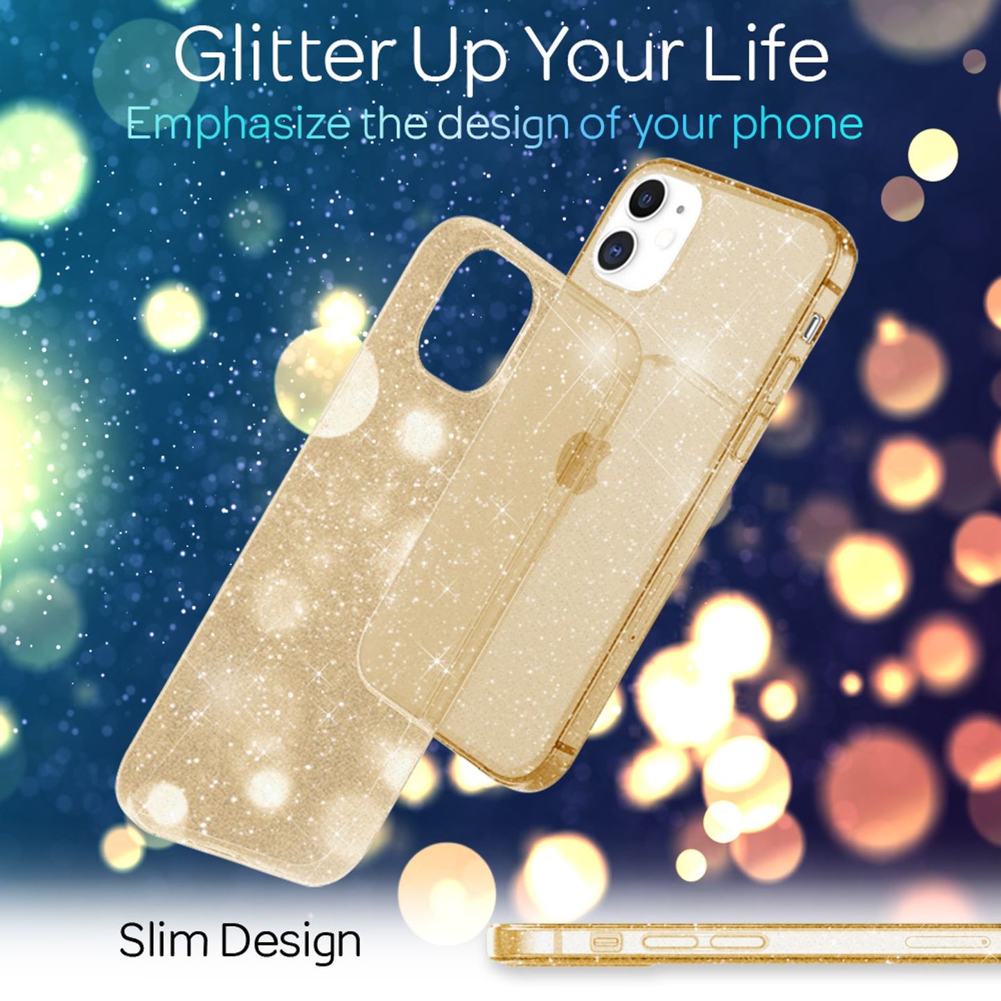 NALIA Glitzerhülle für iPhone 12 Mini – Funkelndes Silikon Case – DAZZLIN (Transparent & Stoßfest) – Marke aus Berlin