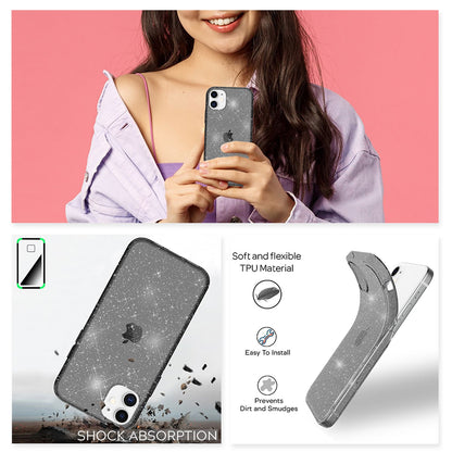 NALIA Glitzerhülle für iPhone 12 Mini – Funkelndes Silikon Case – DAZZLIN (Transparent & Stoßfest) – Marke aus Berlin