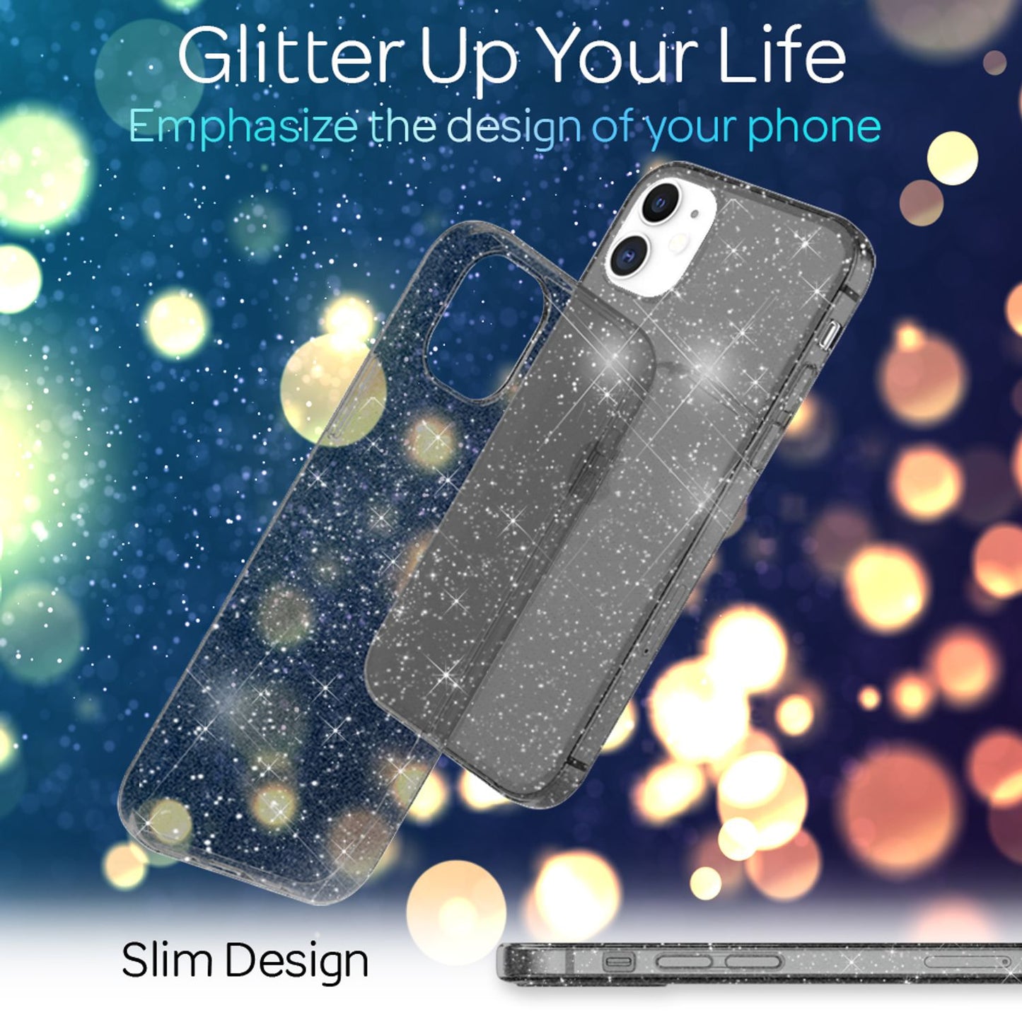 NALIA Glitzerhülle für iPhone 12 / 12 Pro – Funkelndes Silikon Case – DAZZLIN (Transparent & Stoßfest) – Marke aus Berlin