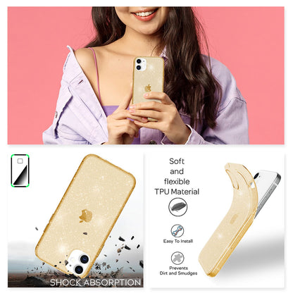 NALIA Glitzerhülle für iPhone 12 / 12 Pro – Funkelndes Silikon Case – DAZZLIN (Transparent & Stoßfest) – Marke aus Berlin
