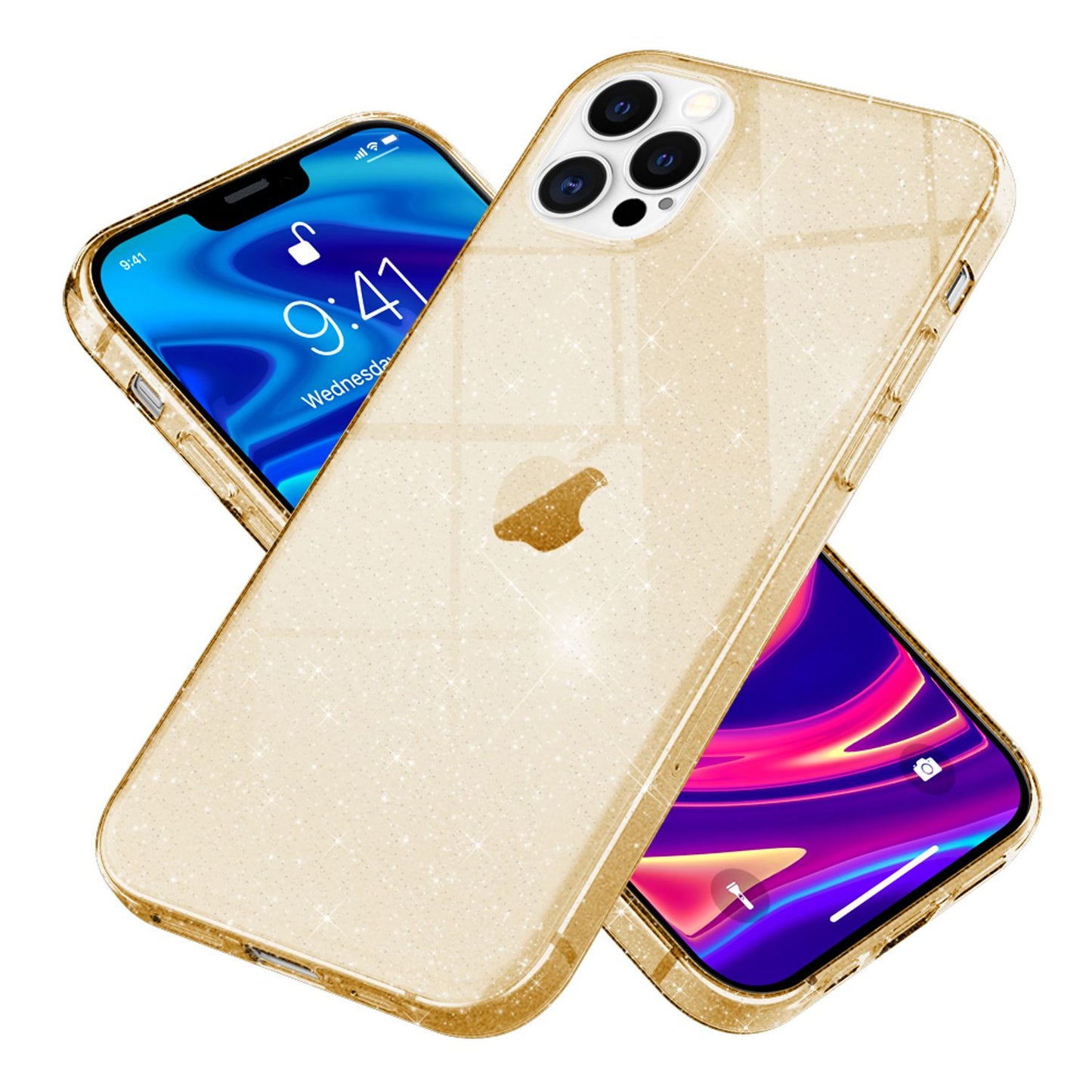 NALIA Glitzerhülle für iPhone 12 Pro Max – Funkelndes Silikon Case – DAZZLIN (Transparent & Stoßfest) – Marke aus Berlin