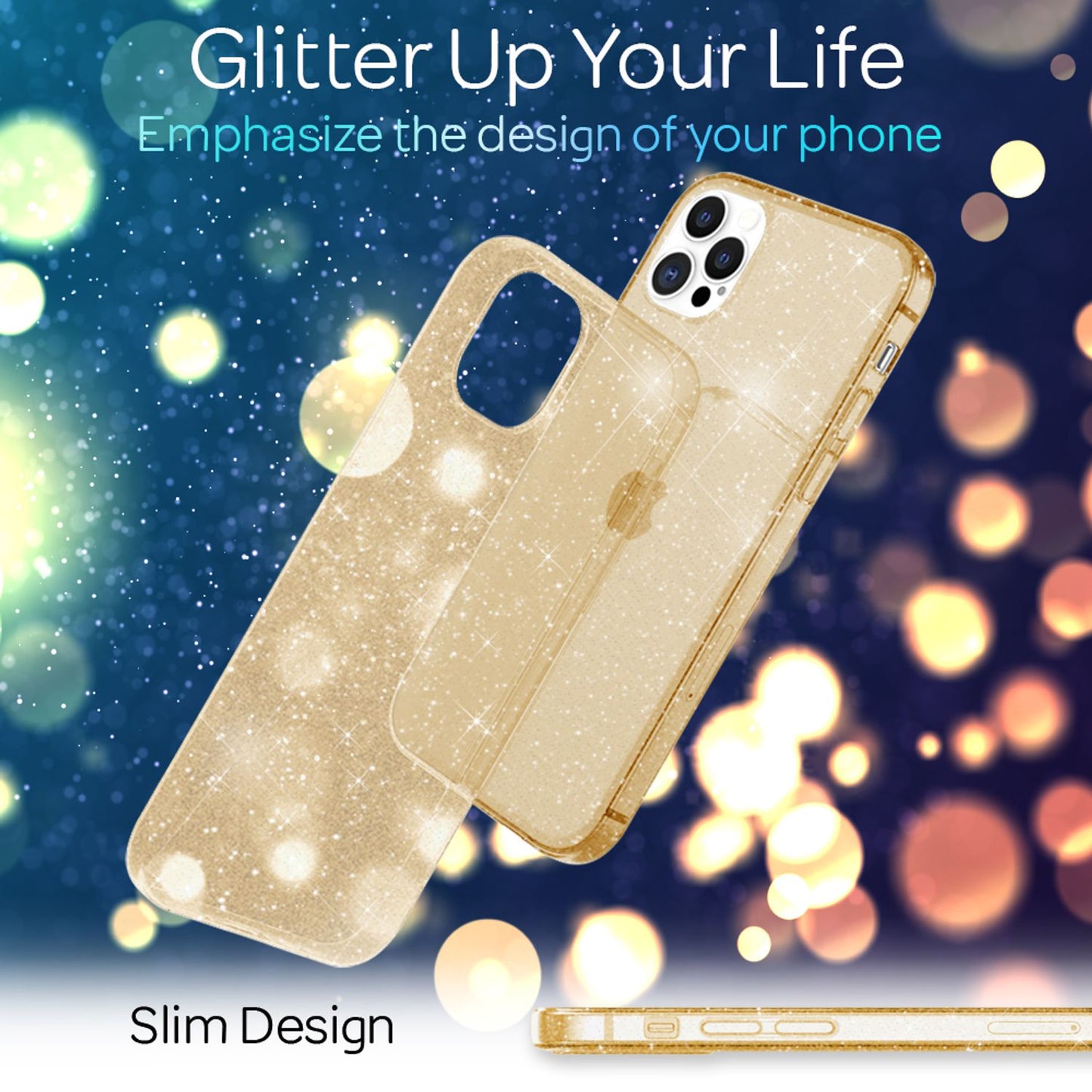 NALIA Glitzerhülle für iPhone 12 Pro Max – Funkelndes Silikon Case – DAZZLIN (Transparent & Stoßfest) – Marke aus Berlin