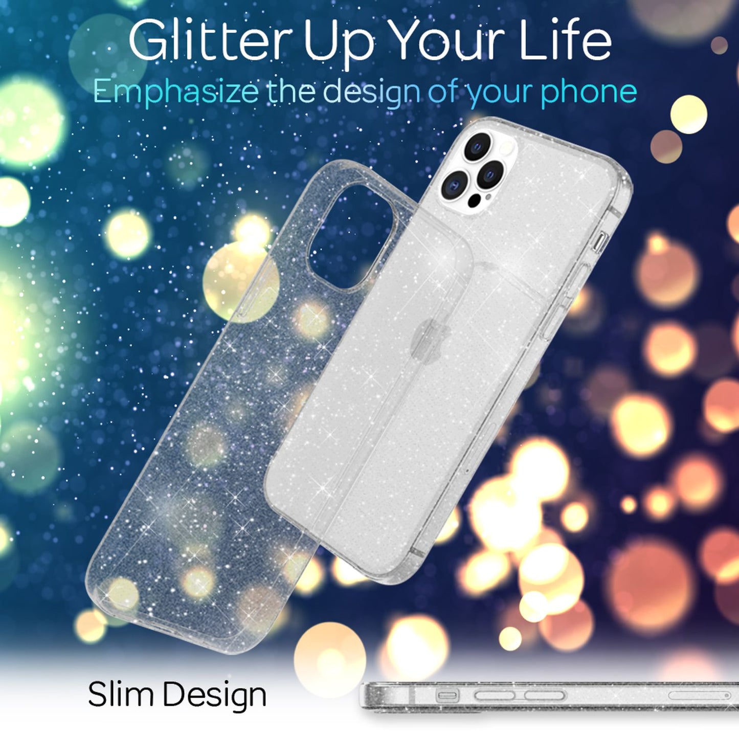 NALIA Glitzerhülle für iPhone 12 Pro Max – Funkelndes Silikon Case – DAZZLIN (Transparent & Stoßfest) – Marke aus Berlin
