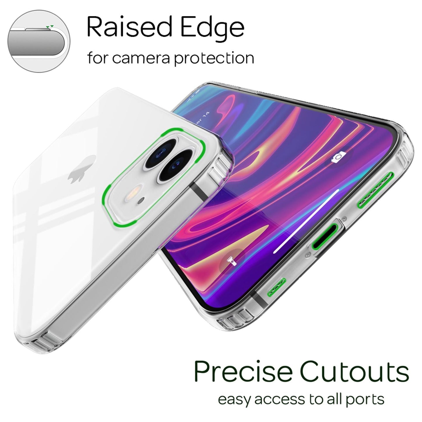 NALIA Transparente Hülle für iPhone 12 Mini – Harte Rückseite & Silikon Rand – IGNITE (Stoßfeste Handyhülle & Verstärkte Ecken) – Marke aus Berlin