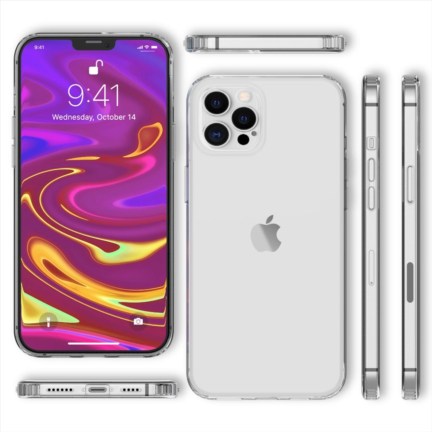 NALIA Transparente Hülle für iPhone 12 Pro Max – Harte Rückseite & Silikon Rand – IGNITE (Stoßfeste Handyhülle & Verstärkte Ecken) – Marke aus Berlin