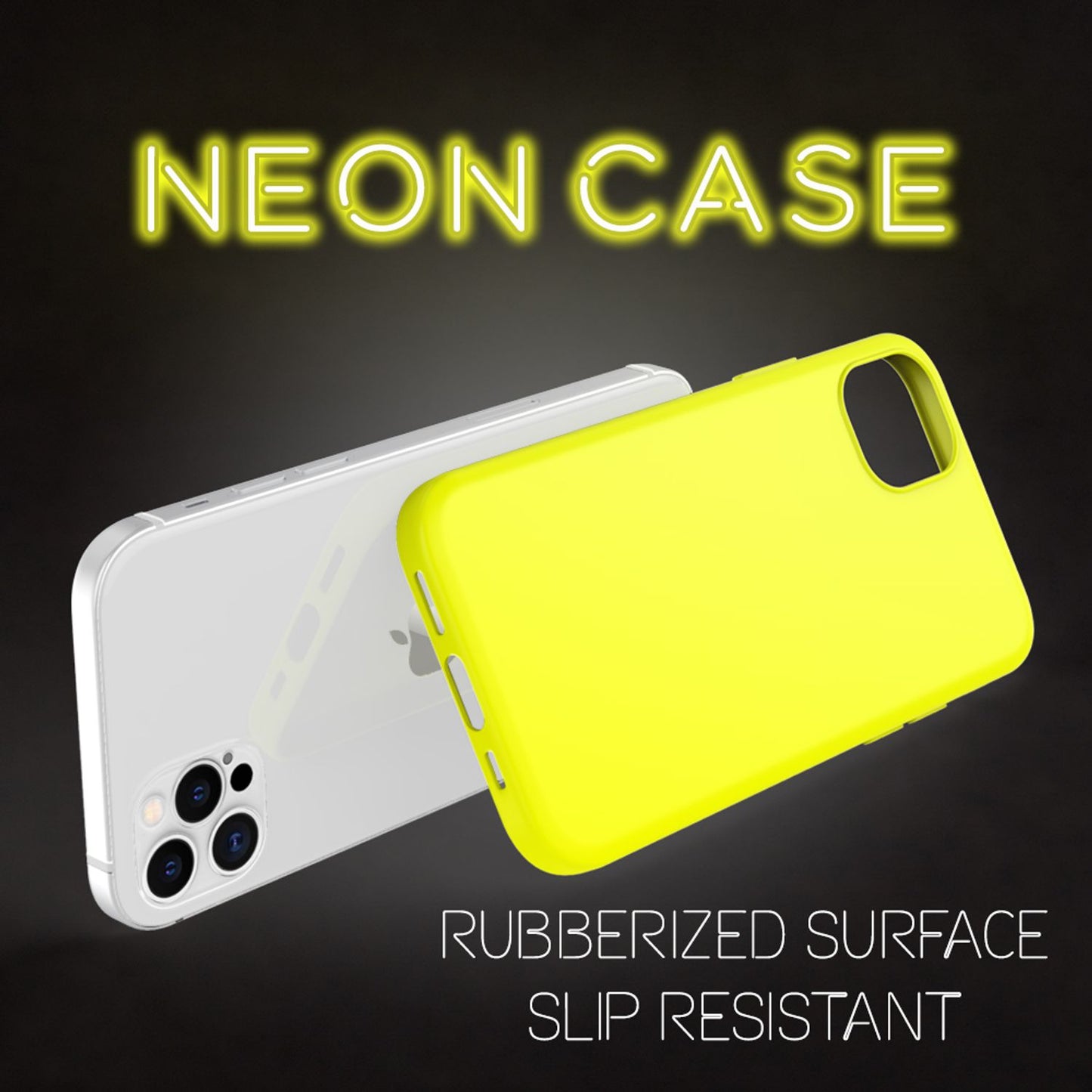 NALIA Neon Silikonhülle für iPhone 12 Pro Max – Soft-Touch & Signal-Neon – NEONSHOCK (Matte Schutzhülle) – Marke aus Berlin