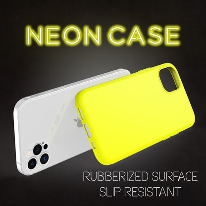 NALIA Neon Silikonhülle für iPhone 12 Pro Max – Soft-Touch & Signal-Neon – NEONSHOCK (Matte Schutzhülle) – Marke aus Berlin