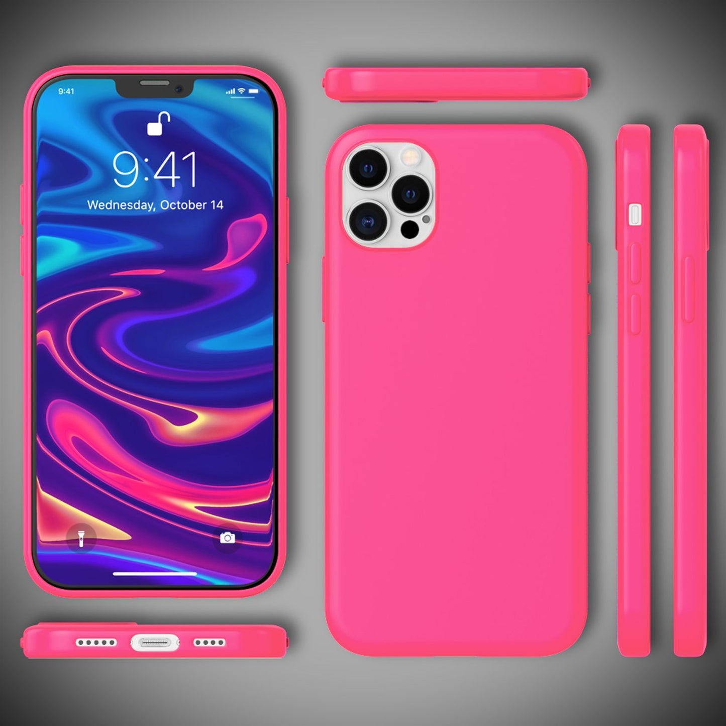 NALIA Neon Silikonhülle für iPhone 12 Pro Max – Soft-Touch & Signal-Neon – NEONSHOCK (Matte Schutzhülle) – Marke aus Berlin