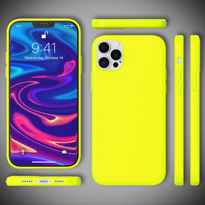 NALIA Neon Silikonhülle für iPhone 12 Pro Max – Soft-Touch & Signal-Neon – NEONSHOCK (Matte Schutzhülle) – Marke aus Berlin