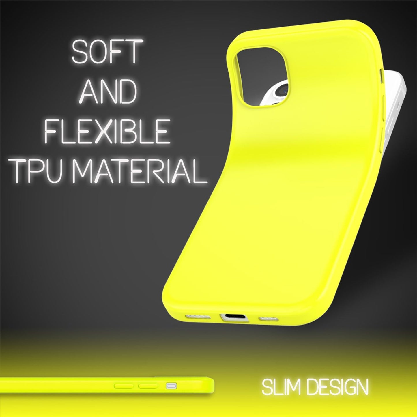 NALIA Neon Silikonhülle für iPhone 12 Pro Max – Soft-Touch & Signal-Neon – NEONSHOCK (Matte Schutzhülle) – Marke aus Berlin