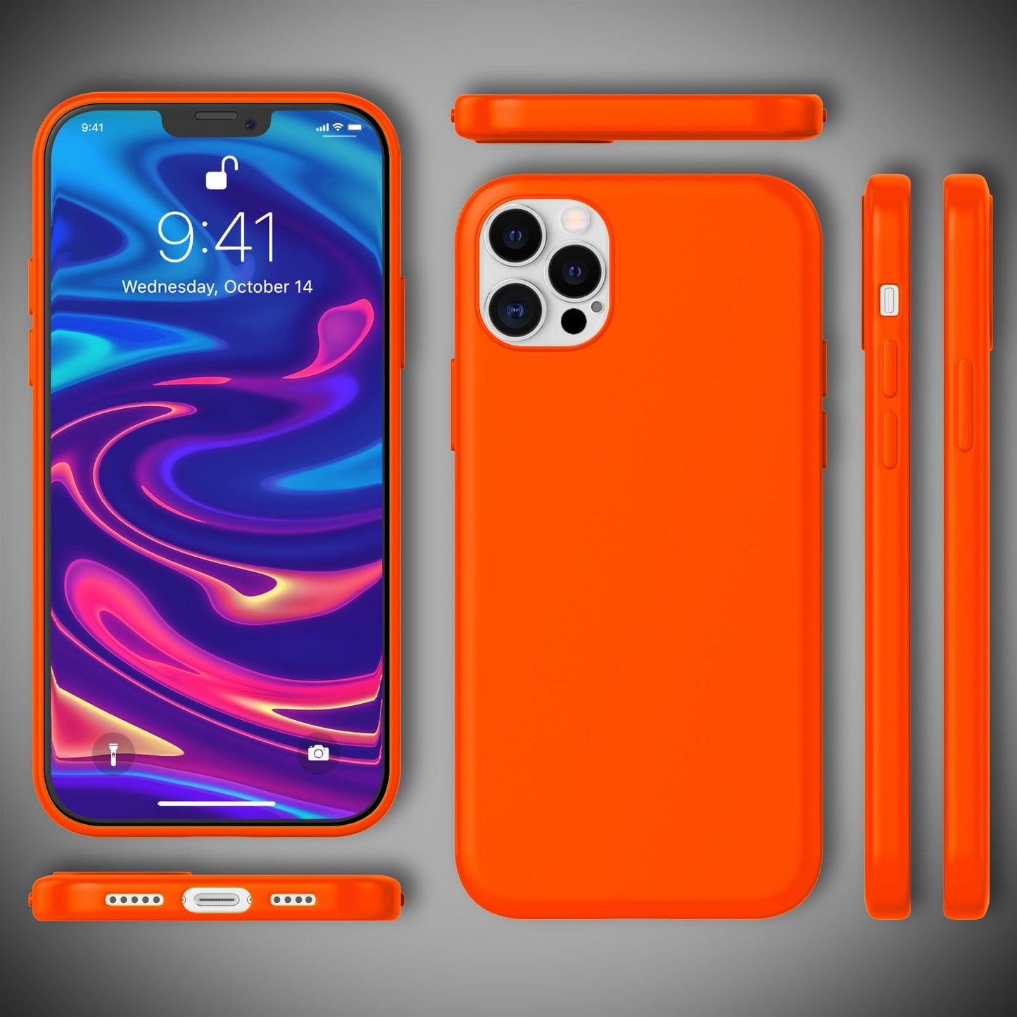 NALIA Neon Silikonhülle für iPhone 12 Pro Max – Soft-Touch & Signal-Neon – NEONSHOCK (Matte Schutzhülle) – Marke aus Berlin