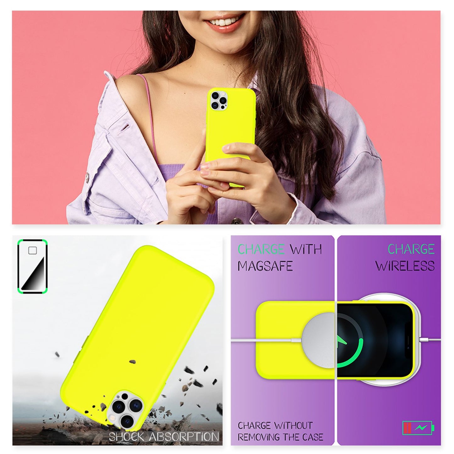 NALIA Neon Silikonhülle für iPhone 12 Pro Max – Soft-Touch & Signal-Neon – NEONSHOCK (Matte Schutzhülle) – Marke aus Berlin