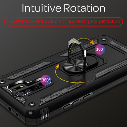 NALIA Panzerhülle für Xiaomi Redmi 9 – Ring-Ständer 360° & Magnet-Halterung Kompatibel – RINGDEFEND (Stoßfestes Outdoor Case) – Marke aus Berlin