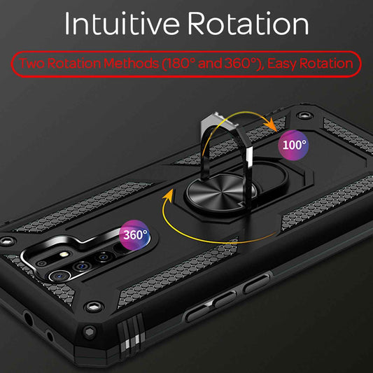 NALIA Panzerhülle für Xiaomi Redmi 9 – Ring-Ständer 360° & Magnet-Halterung Kompatibel – RINGDEFEND (Stoßfestes Outdoor Case) – Marke aus Berlin