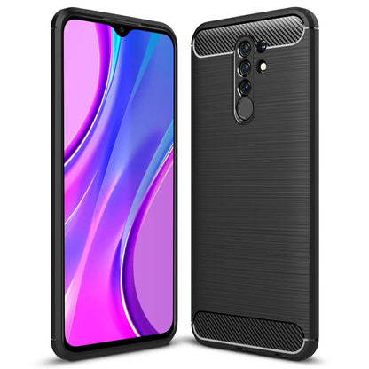 NALIA Silikonhülle für Xiaomi Redmi 9 – Rutschfest & Matt – VORTEX (Gebürstete Optik & Carbon Design) – Marke aus Berlin