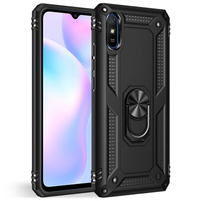 NALIA Panzerhülle für Xiaomi Redmi 9A – Ring-Ständer 360° & Magnet-Halterung Kompatibel – RINGDEFEND (Stoßfestes Outdoor Case) – Marke aus Berlin