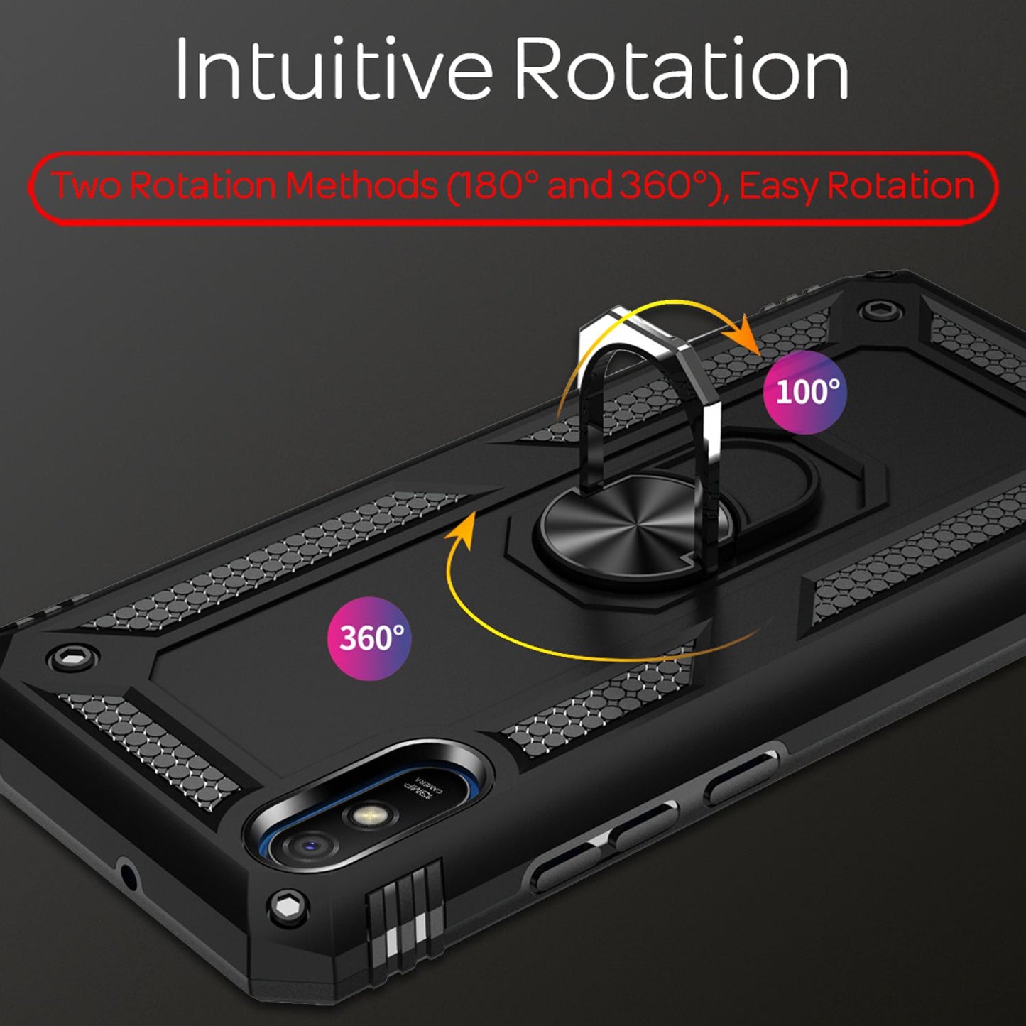 NALIA Panzerhülle für Xiaomi Redmi 9A – Ring-Ständer 360° & Magnet-Halterung Kompatibel – RINGDEFEND (Stoßfestes Outdoor Case) – Marke aus Berlin