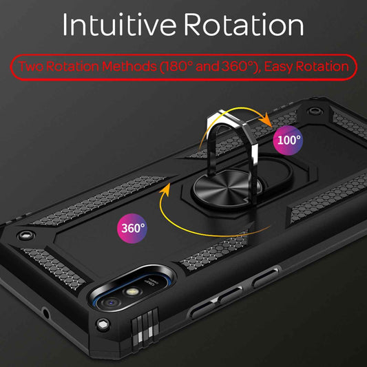 NALIA Panzerhülle für Xiaomi Redmi 9A – Ring-Ständer 360° & Magnet-Halterung Kompatibel – RINGDEFEND (Stoßfestes Outdoor Case) – Marke aus Berlin