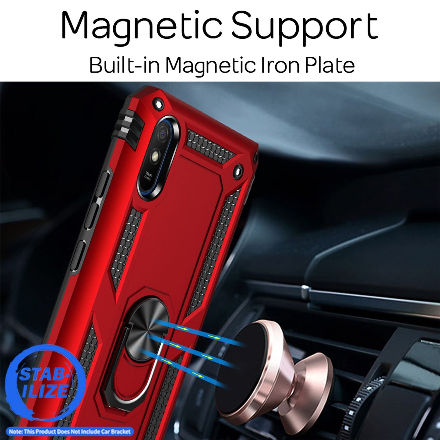 NALIA Panzerhülle für Xiaomi Redmi 9A – Ring-Ständer 360° & Magnet-Halterung Kompatibel – RINGDEFEND (Stoßfestes Outdoor Case) – Marke aus Berlin