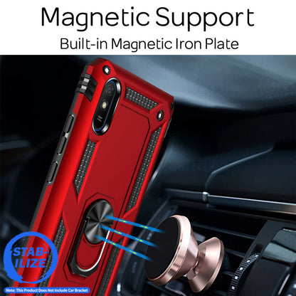 NALIA Panzerhülle für Xiaomi Redmi 9A – Ring-Ständer 360° & Magnet-Halterung Kompatibel – RINGDEFEND (Stoßfestes Outdoor Case) – Marke aus Berlin