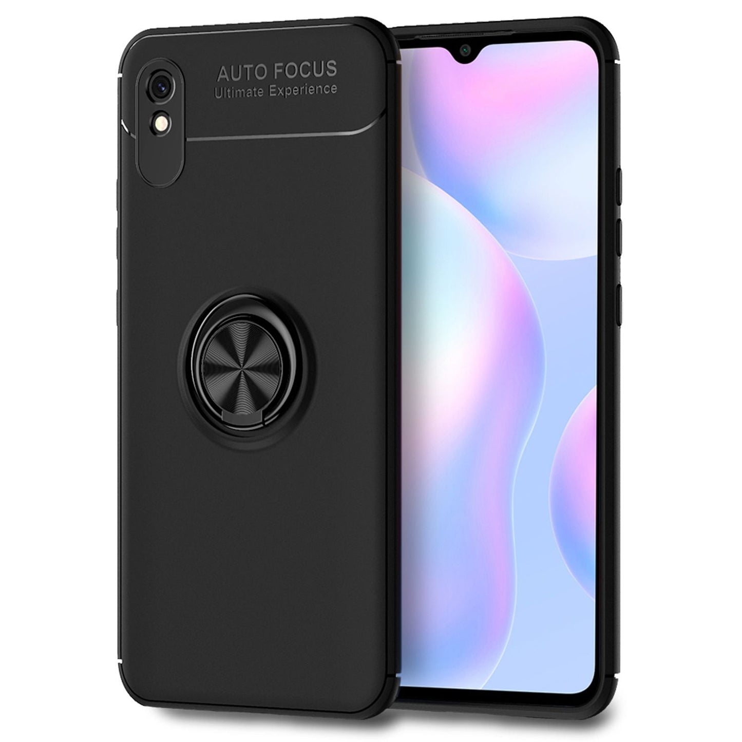 NALIA Ringhülle für Xiaomi Redmi 9A – Ring-Ständer 360° & für Magnet-Halter – GRIP360 (Mattiertes Silikon Case) – Marke aus Berlin