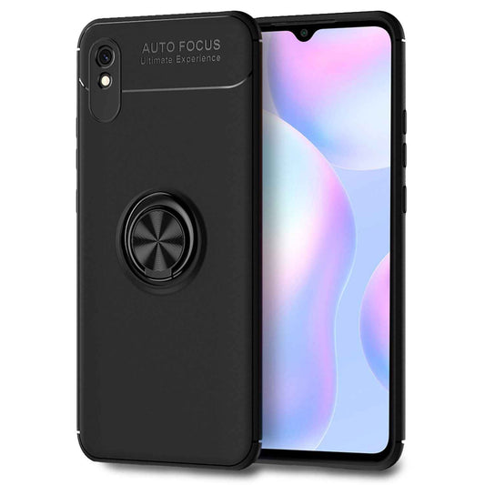NALIA Ringhülle für Xiaomi Redmi 9A – Ring-Ständer 360° & für Magnet-Halter – GRIP360 (Mattiertes Silikon Case) – Marke aus Berlin