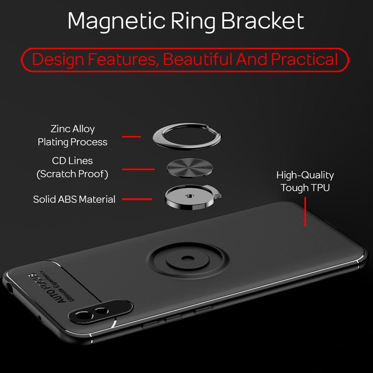 NALIA Ringhülle für Xiaomi Redmi 9A – Ring-Ständer 360° & für Magnet-Halter – GRIP360 (Mattiertes Silikon Case) – Marke aus Berlin