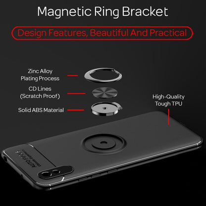 NALIA Ringhülle für Xiaomi Redmi 9A – Ring-Ständer 360° & für Magnet-Halter – GRIP360 (Mattiertes Silikon Case) – Marke aus Berlin