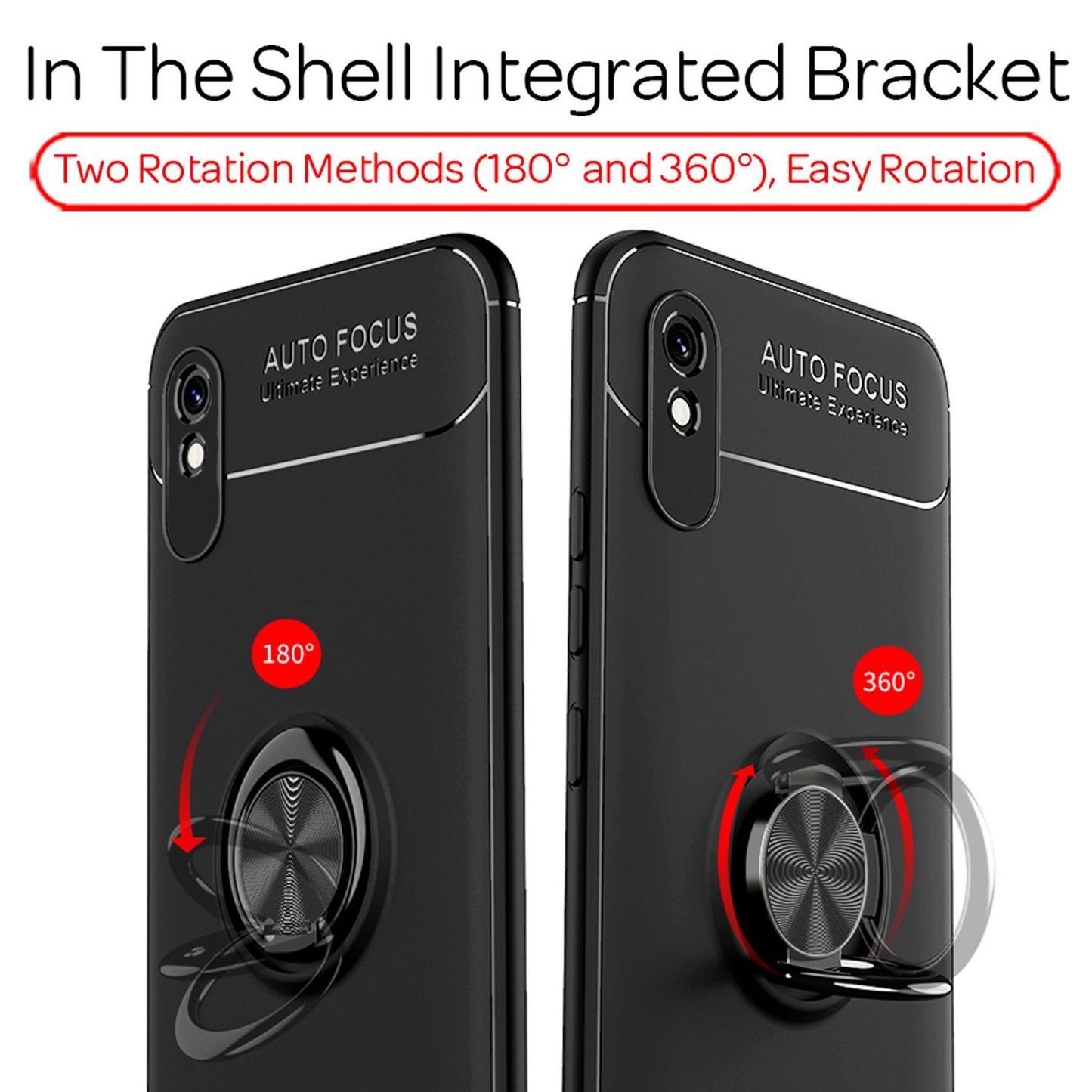 NALIA Ringhülle für Xiaomi Redmi 9A – Ring-Ständer 360° & für Magnet-Halter – GRIP360 (Mattiertes Silikon Case) – Marke aus Berlin