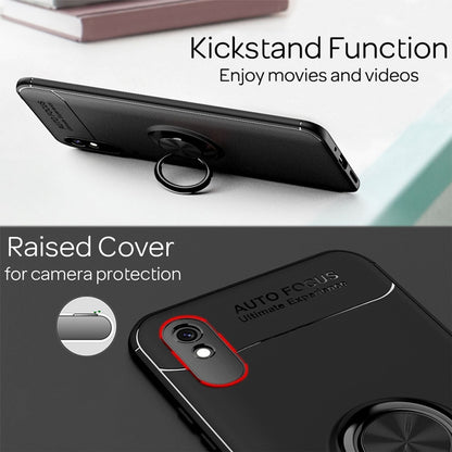 NALIA Ringhülle für Xiaomi Redmi 9A – Ring-Ständer 360° & für Magnet-Halter – GRIP360 (Mattiertes Silikon Case) – Marke aus Berlin