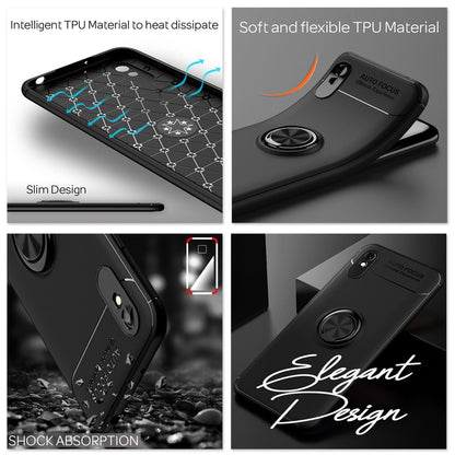 NALIA Ringhülle für Xiaomi Redmi 9A – Ring-Ständer 360° & für Magnet-Halter – GRIP360 (Mattiertes Silikon Case) – Marke aus Berlin
